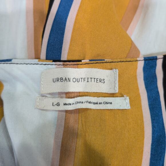 Urban Outfitters Yellow Blue White Striped Sleeveless Cropped Jumpsuit Size Lg - Picture 4 of 11